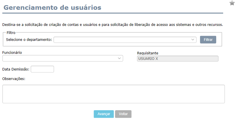 Gerenciamento de usuários
